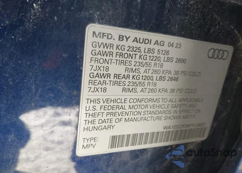 2023 Audi Q3 Premium Plus 45 Tfsi S Line Quattro Tiptronic z USA, uszkodzony, nr VIN WA1EECF39P1128620